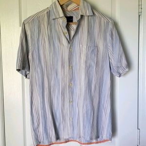 Tommy Bahama striped silk blend Hawaiian shirt